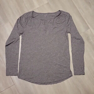 Ann Taylor Loft Basic Long‎ Sleeve Top Grey Womens Size Small Capsule
